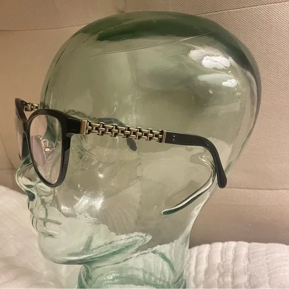 CHANEL Women's Glasses with Black Frame and Gold Detailing - Picture 1 of 5